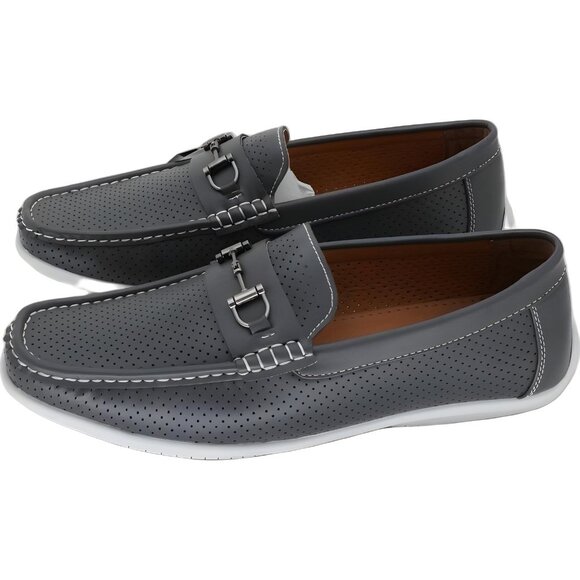Aston Marc Men\'s Perforated Driving Loafers Gray US 12 M